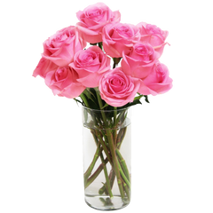 Bouquet of Long Stemmed Roses (Dozen) - With Vase